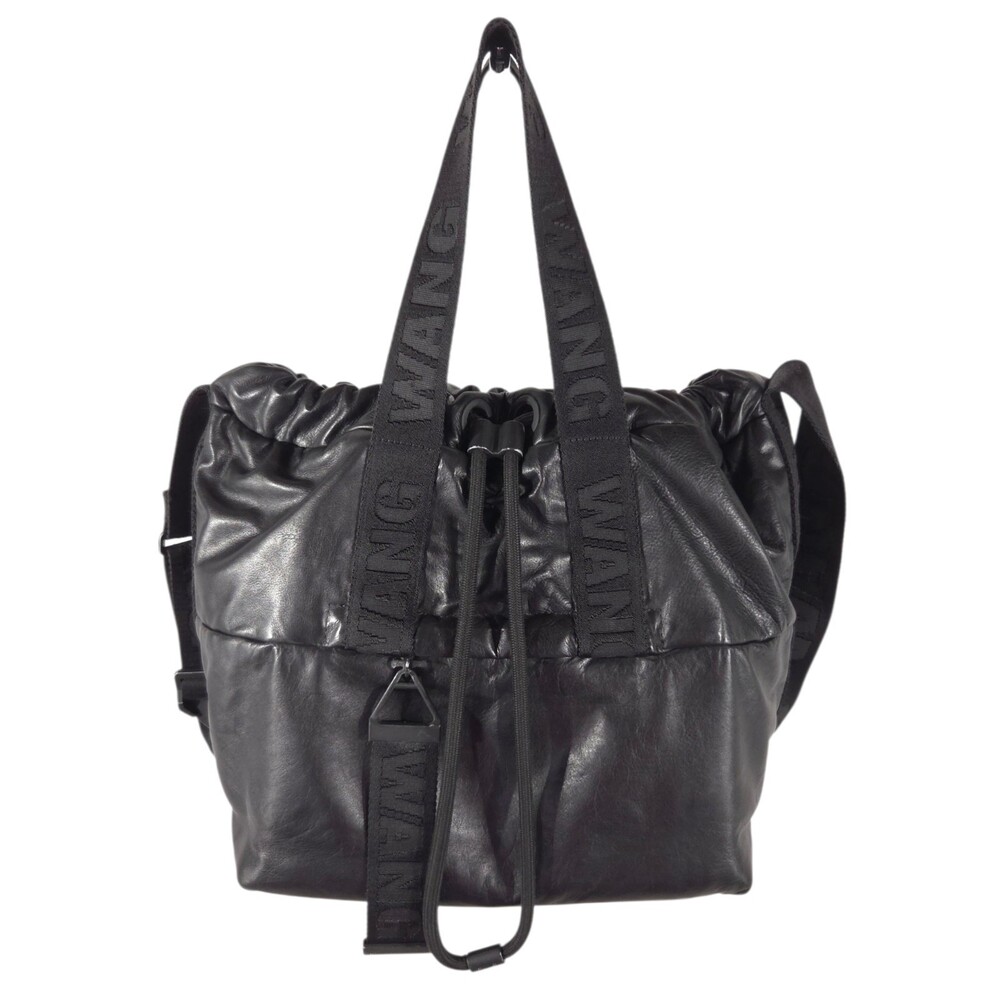 Alexander Wang x H&M Bucket Bag Black Leather Drawstring Logo